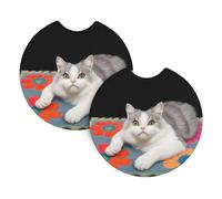 2-Pack Car Coasters WHJDPP Kitten on The Carpet Printing Auto Accessories Spill-Resistant Quick-Drying Suitable for Cars Trucks, and Boats