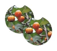 2-Pack Car Coasters WHJDPP Ripe Persimmon Printing Auto Accessories Spill-Resistant Quick-Drying Suitable for Cars Trucks, and Boats