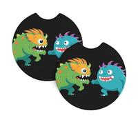 2-Pack Car Coasters WHJSSF Fighting Little Monsters Picture Auto Accessories Spill-Resistant Quick-Drying Suitable for Cars Trucks, and Boats