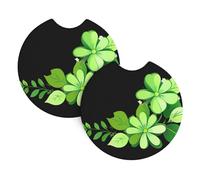 2-Pack Car Coasters WHJSSF Green Flowers Picture Auto Accessories Spill-Resistant Quick-Drying Suitable for Cars Trucks, and Boats