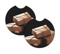 2-Pack Car Coasters WHJSSF Sweet Chocolate Chunks Picture Auto Accessories Spill-Resistant Quick-Drying Suitable for Cars Trucks, and Boats