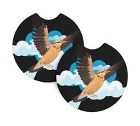 2-Pack Car Coasters WHJSSF The Sparrow Through The Clouds Picture Auto Accessories Spill-Resistant Quick-Drying Suitable for Cars Trucks, and Boats
