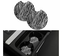 2 Pack Car Cup Coaster Universal Automotive Non-Slip Cup Holders 2.7" Waterproof Neoprene Cup Mat Zebra Print Coaster for Cup Holders Car Interior Accessories