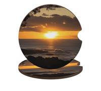 2 Pack Car Cup Holder Coaster Sunset Hawaii Beach Car Cup Coaster Universal Automotive Cup Mat Waterproof Non-Slip Cup Holders Car Interior Accessories for Women Men Cup Pad