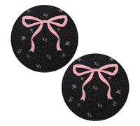 2 Pack Car Cup Holder Coaster, Universal Car Cup Holder Insert Cute Black Bow Cars Cups Coaster Silicone Anti Slip Cars Coasters for Women Men