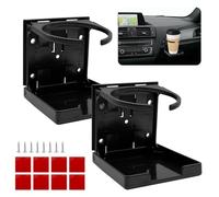 2 Pack Car Cup Holder, Foldable Adjustable Drink Holders for Car Wall or Desk, Universal Cup Mount for Truck, Van, Boat, Camper, Caravan, Black