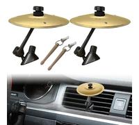 2 Pack Car Cymbal Air Vent, Mini Clip-On Cymbal Drum, Universal Fit Car Crash Cymbal for All Vehicles, Tool-Free Installation & Durable Musical Toy Gift for Music Lovers & Drummers (Gold)