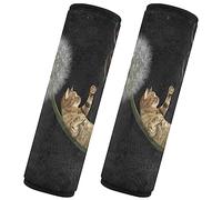 2 Pack Car Seat Belt Cover, Soft Protector, Accessories for Adults and Kids, M Cat on Dandelion Flies Sky