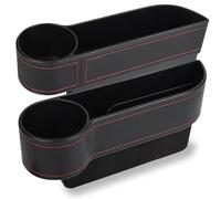 2 Pack Car Seat Gap Filler Organizer, Automotive Front Seat Storage with Cup Holder, Auto Console Side Extra Storage Boxes - Passenger & Driver Side