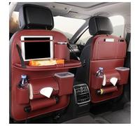 2 Pack Car Seat Organiser for VW Beetle Golf Polo Passat Jetta Scirocco Touran, Car Backseat Organiser with Foldable Tray Table, Mats Back Seat Protector, Waterproof Storage Pockets,C Red