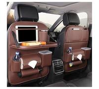 2 Pack Car Seat Organiser for VW Polo Golf Jetta Arteon Passat Golf Variant, Car Backseat Organiser with Foldable Tray Table, Mats Back Seat Protector, Waterproof Storage Pockets,B Brown