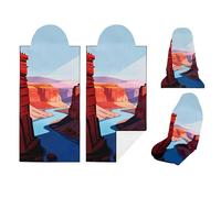 2 Pack Car Seat Towel Covers, Sweat Protector for Front Seats, Premium Thickened Microfiber with The Grand Canyon, Breathable & Quick Dry, Slip-on Headrest Pocket for Gym Running Beach Universal Fit