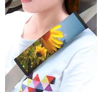 2 Pack Car Seatbelt Covers Yellow flower under the sun Harness Pads Pram Strap Covers Backpack Shoulder Pad Automotive Seat Belt Cushion Pad Cover for Car Seat Belt Protect Your Neck and Shoulder