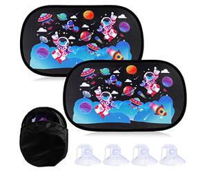 2 Pack Car Side Window Sun Shade, Self-designed Space Car Sun Shade Static Cling Rear Sunshades Car Window Blinds Suitable for Most Vehicles, Protects Baby, Kids, Adults, Pets Blocks UV Rays