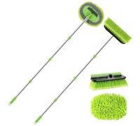2 Pack Car Wash Brush with Long Handle, 61" Microfiber Car Wash Mop and Car Washing Brush Combo Set, Scratch-Free Soft Bristle Car Wash Mop Brushes Cleaning Kit for Exterior Car, Truck, RV, Boat
