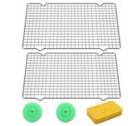 2 Pack Carbon Steel Cooling Rack Set with Non-Stick Coating, Wire Racks for Baking Tray, Cake Cooling Rack for Baking, Grilling, Roasting - Oven & Dishwasher Safe - 36×27×1.5 cm - Silver