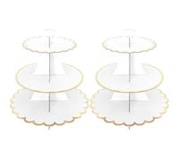 2 PACK Cardboard Cake Stand, 3 Tier Paper Dessert Round Cupcake Holder Tower Disposable Pastry Stand for Birthday, Afternoon Tea, Wedding Party Anniversary Christening Fruit Desserts Display (White)