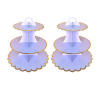 2 PACK Cardboard Cake Stand, 3 Tier Paper Dessert Round Cupcake Holder Tower Disposable Pastry Stand for Birthday, Afternoon Tea, Wedding Party Anniversary Christening Fruit Desserts Display (Purple)