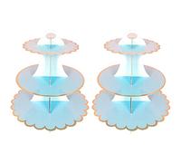 2 PACK Cardboard Cake Stand, 3 Tier Paper Dessert Round Cupcake Holder Tower Disposable Pastry Stand for Birthday, Afternoon Tea,Wedding Party Anniversary Christening Fruit Desserts Display (Blue)