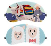2 Pack Cartoon Alpaca Couple Love White Blue Eye Mask for Side Sleeper, Sleeping Mask, Sleep Eye Mask, Soft Eye Shade Cover for Travel, Nap, Plane, Light Blocking