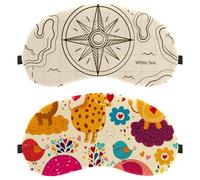 2 Pack Cartoon Animal Love Birds Elephant Lion Bear Sleep Mask, Eye Mask for Men Women, No Pressure Night Eye Cover, Breathable Sleeping Eye Mask, Light Blocking