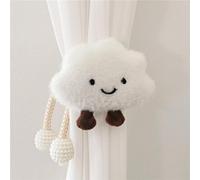 2 Pack Cartoon Clouds Curtain Tiebacks with Rope 3D Clouds for Kids Room Decor (White)