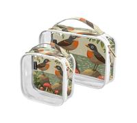 2 Pack Cartoon Cute Robust Boar Bird Colorful clear decorative hanging toiletry bag TSA approved transparent clear makeup bag travel essential Bolsa de maquillaje, cartoon, cartoon cute Robust warthog