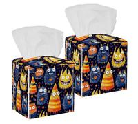 2 pack Cartoon Halloween sugar monsters Tissue Box Cover, Facial Tissue Holder Storage for Bathroom Vanity, Dressers, Night Stand, Parlors and Offices