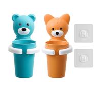 2 Pack Cartoon Toothbrush Holder, Kids Toothbrush Cup, Suction Cup Storage Rack, Fixed Toothbrush Holder, Wall Mount