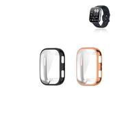 (2 Pack) Case for Amazfit Bip 6, yystao TPU Case with TPU Screen Protector, Fully Covered Electroplated Case, Black/Rose Gold