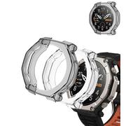 (2 Pack) Case for Amazfit T-Rex Ultra 2, yystao TPU Half Range Protective Case Compatible with Amazfit T-Rex Ultra2, Shock-Absorbing, Lightweight, Black & Transparent