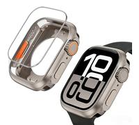 2 Pack Case for Apple Watch Series SE 3/2/1 (2025/2022/2020) / Series 6 5 4 44mm Screen Protector (Looks Like Ultra&Ultra2) 360° Overall Protective Protective Glass Cover+Back Frame+Crown,Titanium