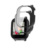 [2-Pack] Case for Cosmo JrTrack 5 Kids Smart Watch, FJIASTB Rugged PC Cover Built-in Tempered Glass Film Screen Protector, Shock-Proof, Scratch-Proof (Black)