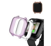 (2 Pack) Case for Cosmo JrTrack 5, yystao TPU Half-wrapped Case Cover Compatible with Cosmo JrTrack 5, Shock Absorption, Lightweight，Easy Installation, Purple & Clear