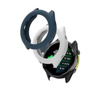 (2 Pack) Case for Garmin Forerunner 970 Premium Running Smartwatch,Leather Texture Design PU Thin Lightweight Bumper Cover Protector for Garmin Forerunner 970,(White + Blue)