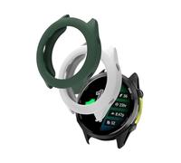 (2 Pack) Case for Garmin Forerunner 970 Premium Running Smartwatch,Leather Texture Design PU Thin Lightweight Bumper Cover Protector for Garmin Forerunner 970,(White + Green)