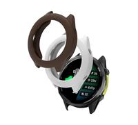 (2 Pack) Case for Garmin Forerunner 970 Premium Running Smartwatch,Leather Texture Design PU Thin Lightweight Bumper Cover Protector for Garmin Forerunner 970,(White + Dark Brown)