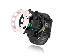 (2 Pack) Case for Garmin® Forerunner® 970 Smartwatch, yystao TPU Hollowed Armor Watch Cover Compatible with Garmin Forerunner 970 47mm, Shock Absorption, Black & Pink