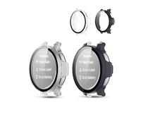 2 Pack,Case for Garmin Lily 2 Active,daunke Ultra Slim Full Coverage Hard PC + Tempered Screen Film Proctective Cover,Shockproof,Scratch Resistant,Sturdy and Durable,Blue+Transparent