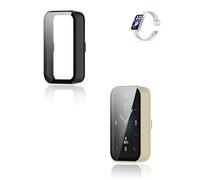 (2 Pack) Case for Honor Band 10, yystao Harder PC Case with 9H Glass Screen Protector, Full Comprehensive Uniform Protection Cover, Black and White