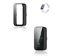 (2 Pack) Case for HONOR BAND 9, yystao Hard PC Case Cover with 9H Tempered Glass Screen Protector Full Coverage Integrated Protective Cover, Black & Black