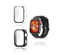 (2 Pack) Case for HUAWEI WATCH FIT 4 Pro Smart Watch, yystao Hard PC Case Cover with 9H Tempered Glass Screen Protector, Full Coverage Integrated, Black & Clear