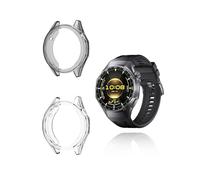 (2 Pack) Case for HUAWEI WATCH GT6 Pro, yystao TPU Half-wrapped Case Cover Compatible with HUAWEI WATCH GT6 Pro 46MM, Shock Absorption, Lightweight，Easy Installation, Black & Clear