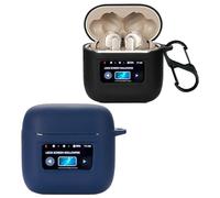 [2 Pack]Case for JBL Tour Pro 2 with Carabiner,Anti-Scratch Premium Soft Silicone Full Protective Case,Shockproof Ultra Slim Headphone Protective Case for JBL Tour Pro 2,(Black+Azure)