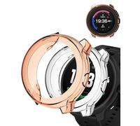(2 Pack) Case for Suunto RACE 2 GPS Sport Watch, yystao TPU Half-wrapped Case Cover Compatible with Suunto RACE 2, Shock Absorption, Lightweight，Easy Installation, Orange & Clear