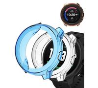 (2 Pack) Case for Suunto RACE 2 GPS Sport Watch, yystao TPU Half-wrapped Case Cover Compatible with Suunto RACE 2, Shock Absorption, Lightweight，Easy Installation, Blue & Clear