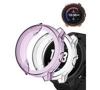 (2 Pack) Case for Suunto RACE 2 GPS Sport Watch, yystao TPU Half-wrapped Case Cover Compatible with Suunto RACE 2, Shock Absorption, Lightweight，Easy Installation, Purple & Clear