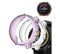 (2 Pack) Case for Suunto Run GPS Running Watch, yystao TPU Half-wrapped Case Cover Compatible with Suunto Run, Shock Absorption, Lightweight，Easy Installation, Purple & Clear