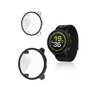 (2 Pack) Case for SUUNTO Run Smartwatch, yystao Hard PC Case Cover with 9H Tempered Glass Screen Protector, Full Coverage Integrated, Black & Clear