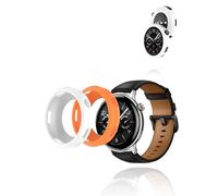 (2 Pack) Case for vivo watch 5, yystao Silicone Protective Cover Compatible with vivo watch 5 - Shockproof, Scratch - Resistant & Stylish Fit, White/Orange
